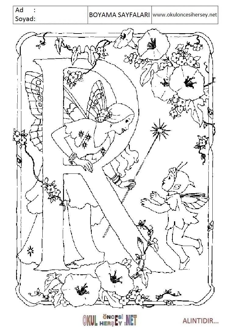 Harfler Boyama Sayfaları