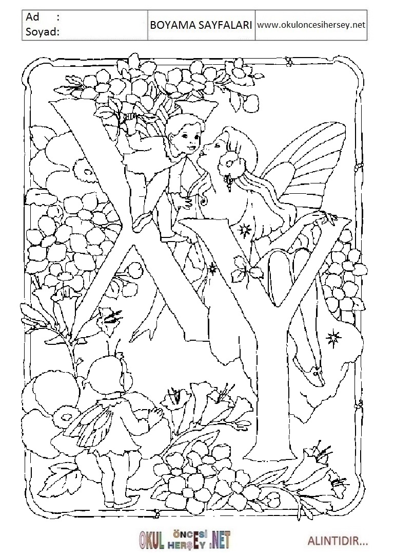 Harfler Boyama Sayfaları