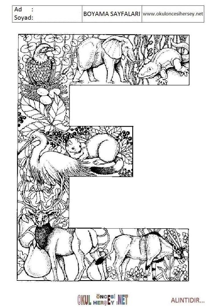 Harfler Boyama Sayfaları