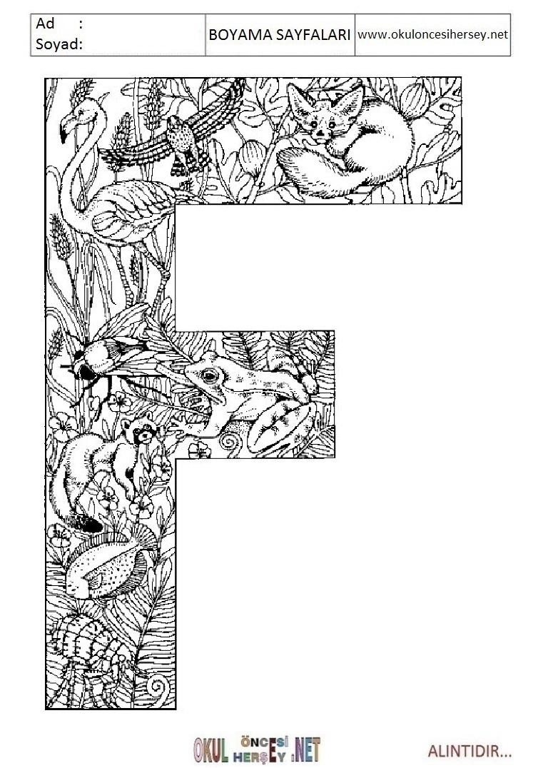 Harfler Boyama Sayfaları