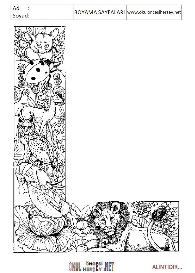 Harfler Boyama Sayfaları