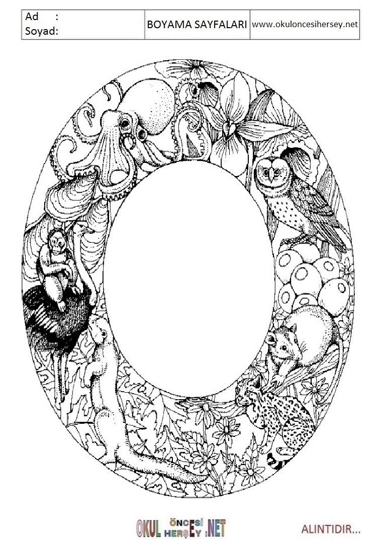 Harfler Boyama Sayfaları