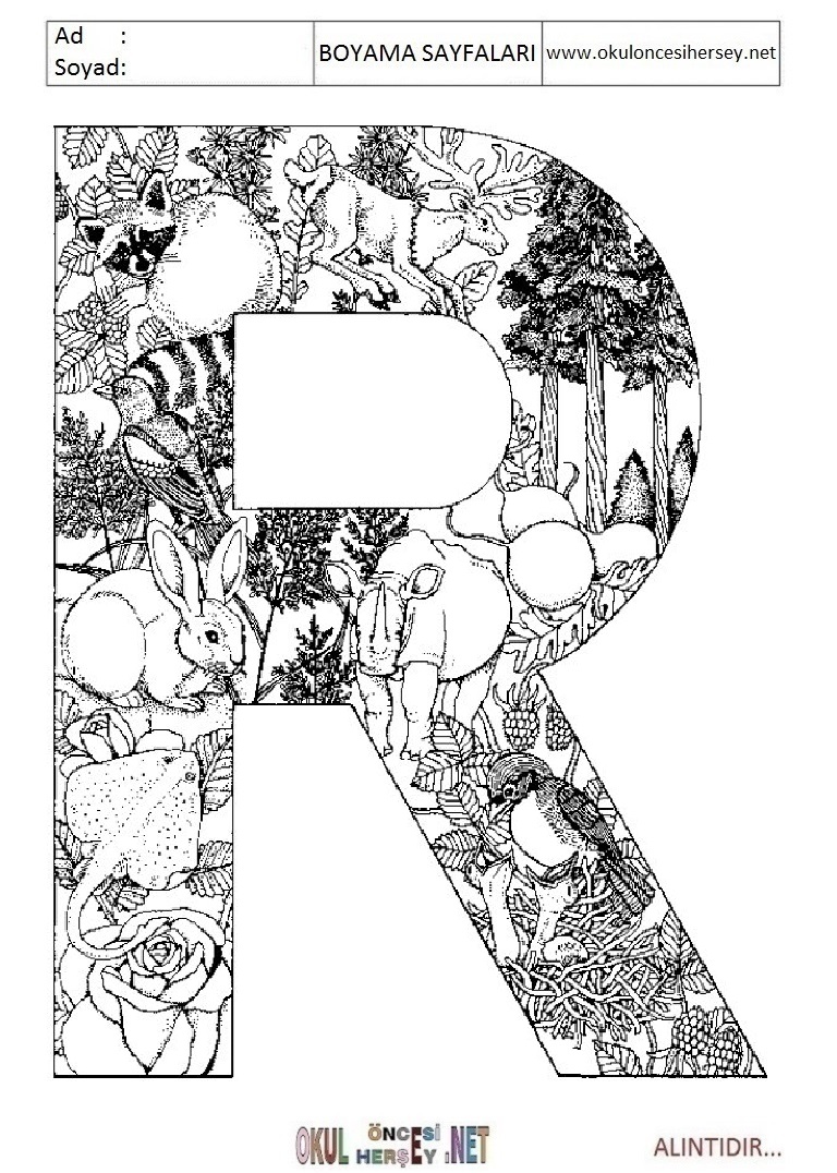 Harfler Boyama Sayfaları