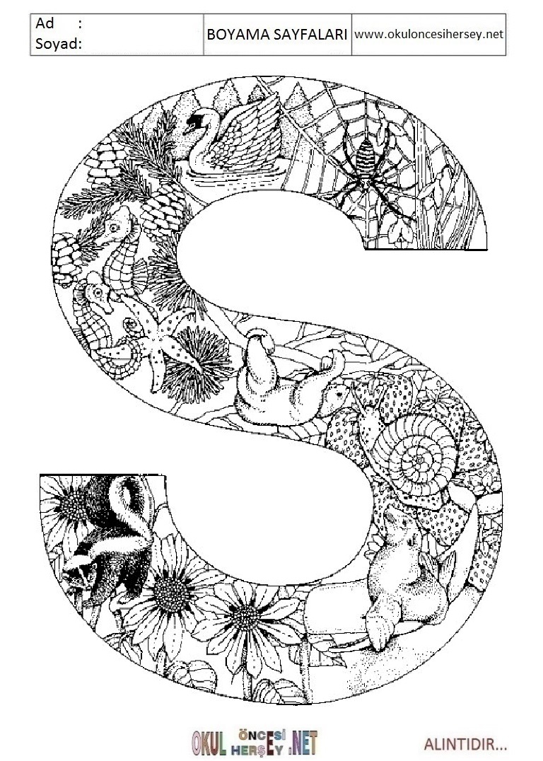 Harfler Boyama Sayfaları