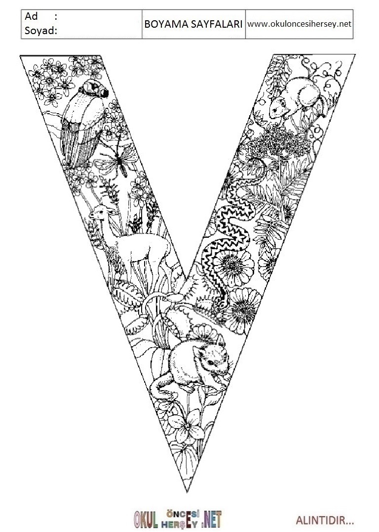 Harfler Boyama Sayfaları