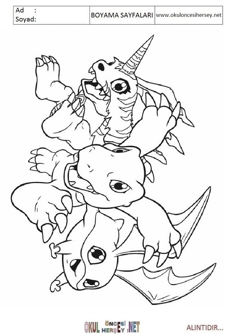 Çocuklar İçin Digimon Boyama Sayfaları 
