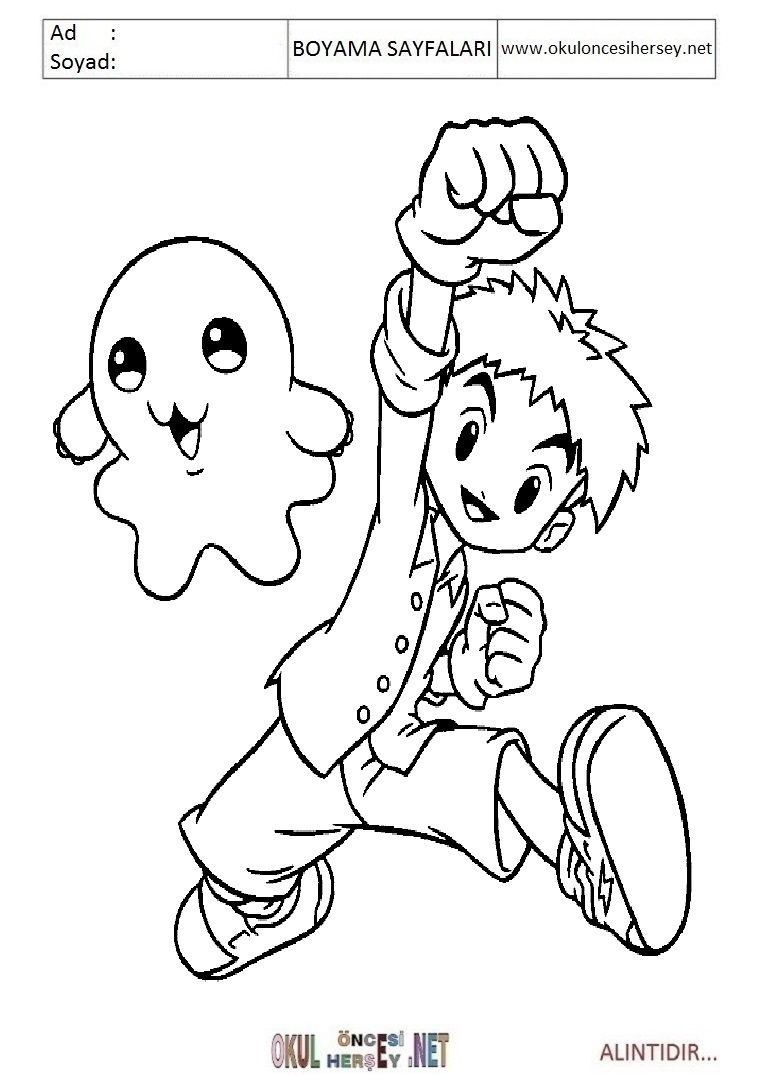Çocuklar İçin Digimon Boyama Sayfaları 