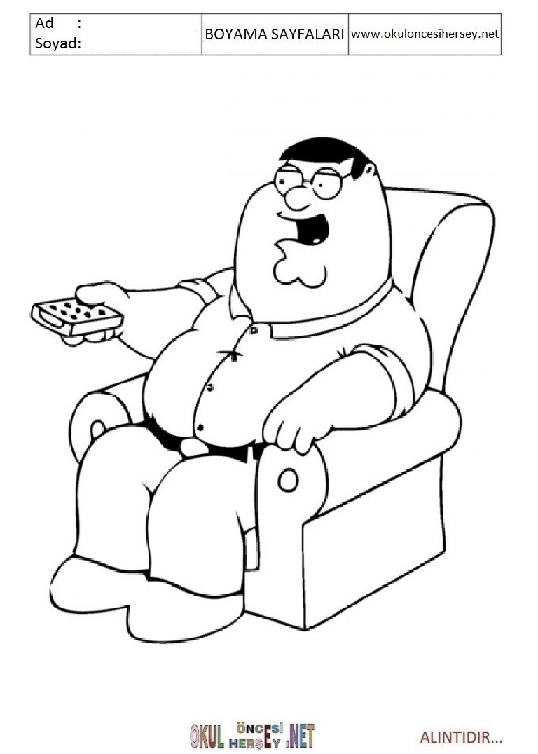 Çocuklar İçin Family Guy Boyama Sayfaları 