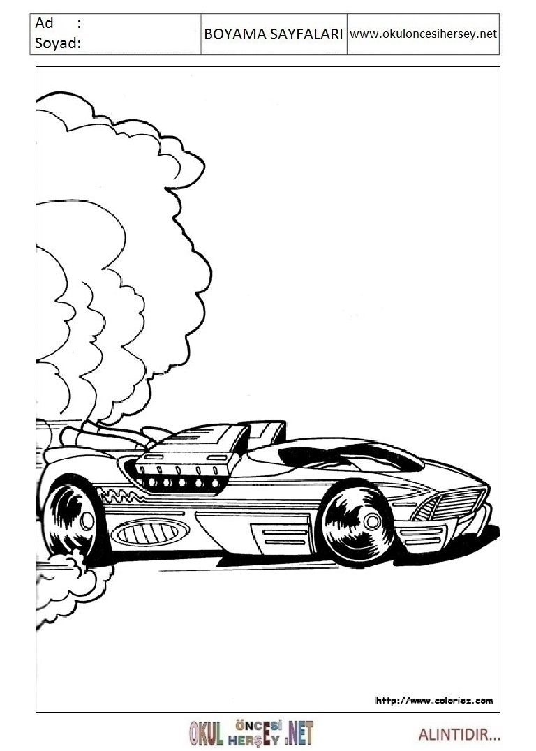 Çocuklar İçin Hot Wheels Boyama Sayfaları 