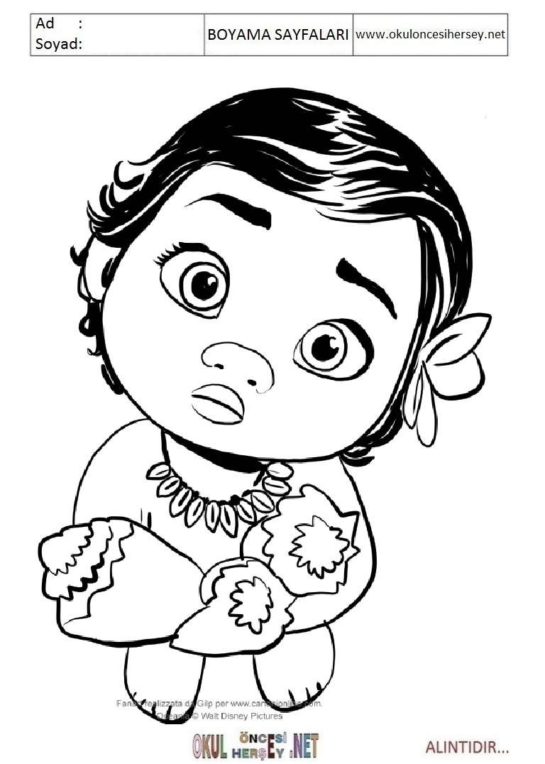 Çocuklar İçin Moana Boyama Sayfaları 