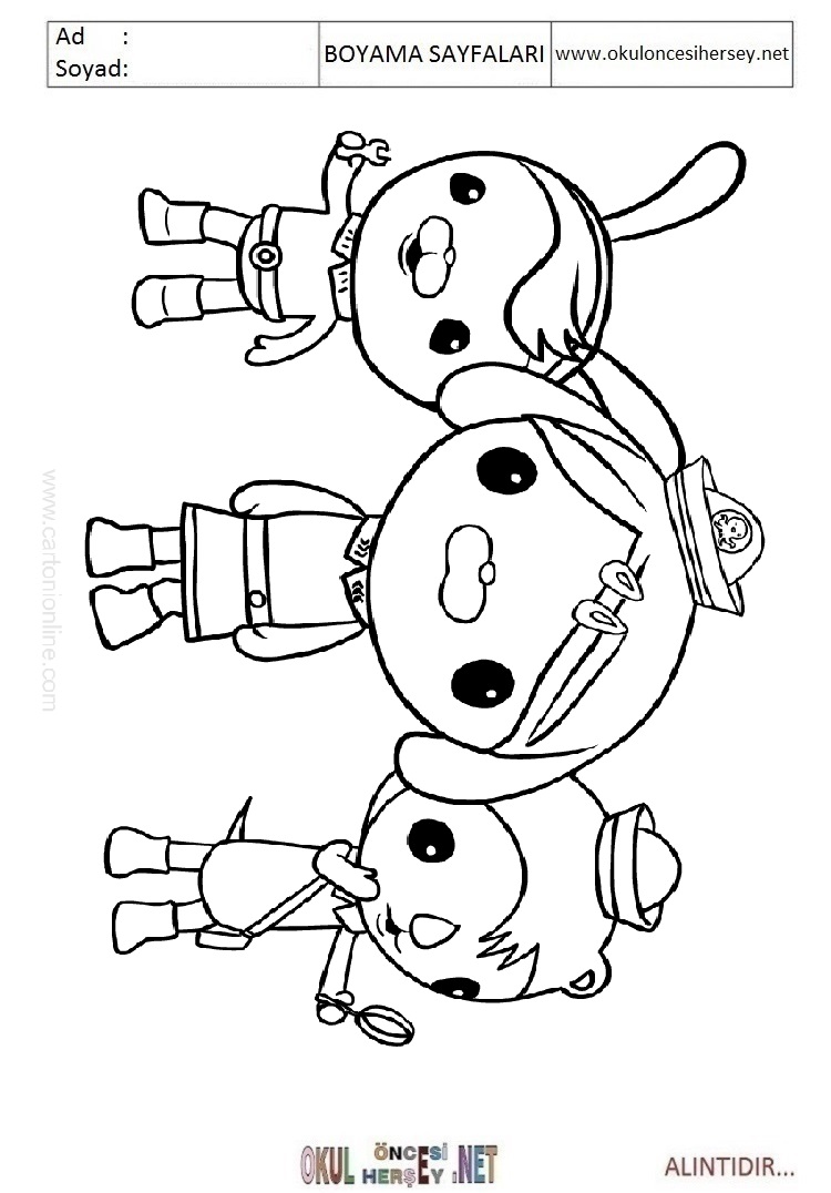 Çocuklar İçin Octonauts Boyama Sayfaları 