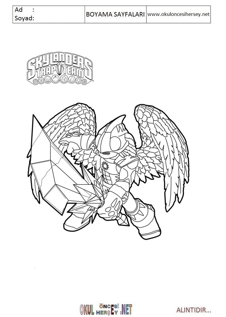 Çocuklar İçin Skylanders Boyama Sayfaları 