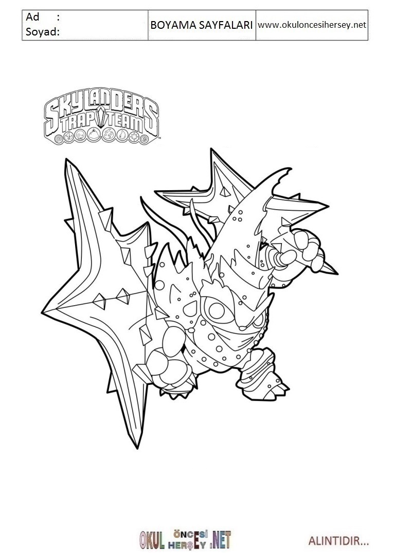 Çocuklar İçin Skylanders Boyama Sayfaları 