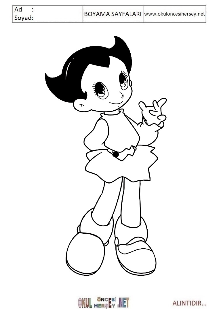 Çocuklar İçin Astroboy Boyama Sayfaları 