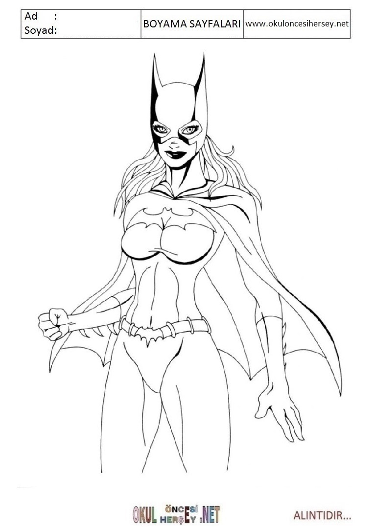 Çocuklar İçin Batgirl Boyama Sayfaları 