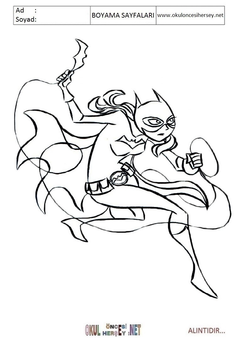 Çocuklar İçin Batgirl Boyama Sayfaları 