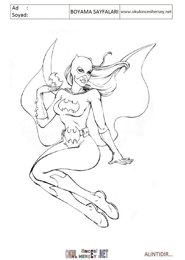 Çocuklar İçin Batgirl Boyama Sayfaları 