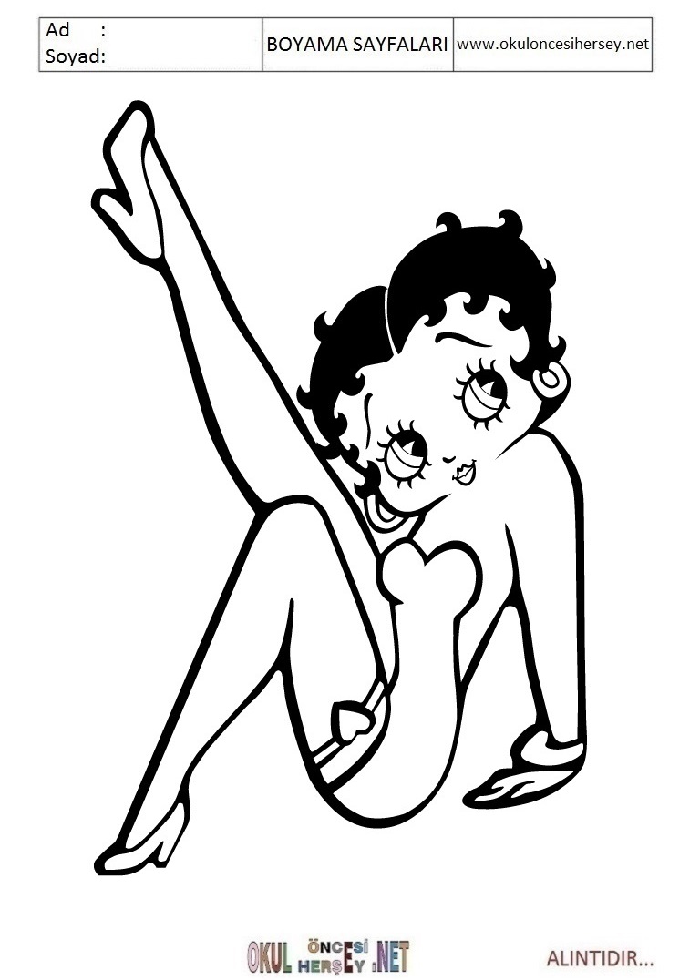 Çocuklar İçin Betty Hoop Boyama Sayfaları 
