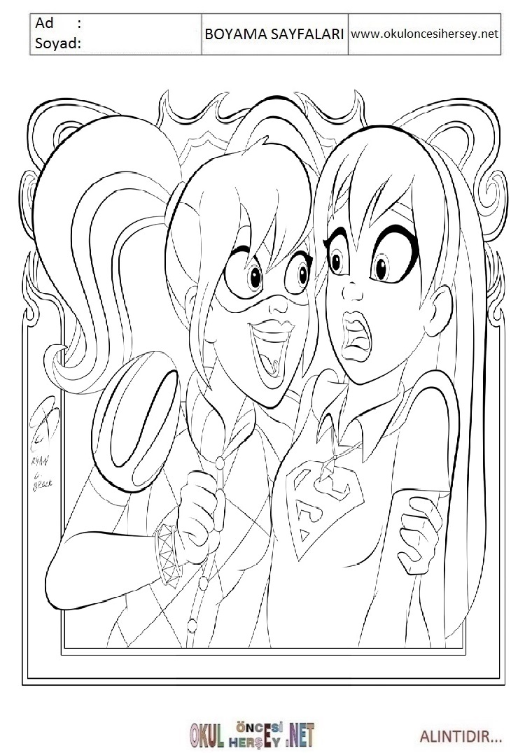 Çocuklar İçin DC Superhero Girls Boyama Sayfaları 