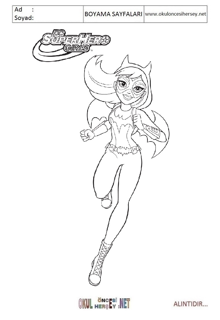 Çocuklar İçin DC Superhero Girls Boyama Sayfaları 