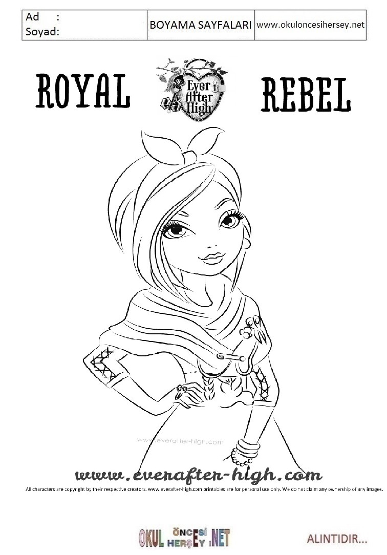 Çocuklar İçin Ever After High Boyama Sayfaları 