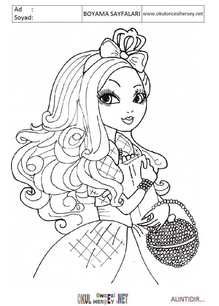 Çocuklar İçin Ever After High Boyama Sayfaları 