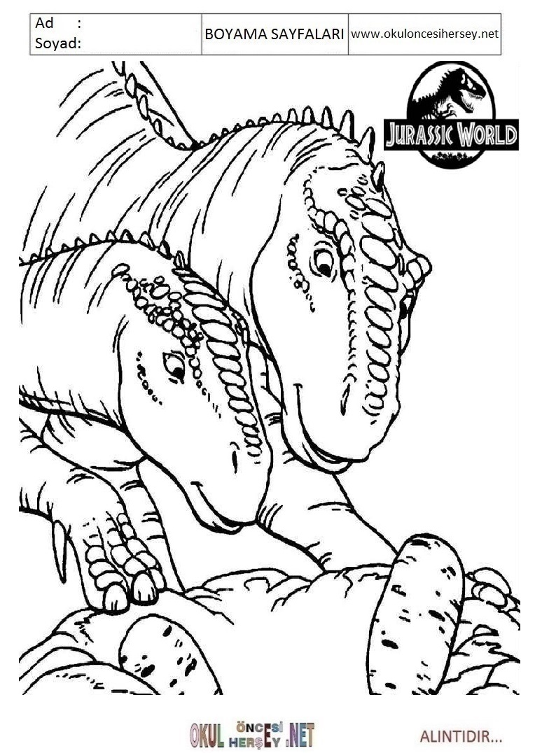 Çocuklar İçin Jurasic World Boyama Sayfaları 