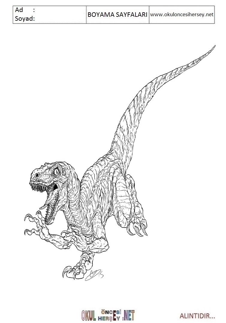 Çocuklar İçin Jurasic World Boyama Sayfaları 