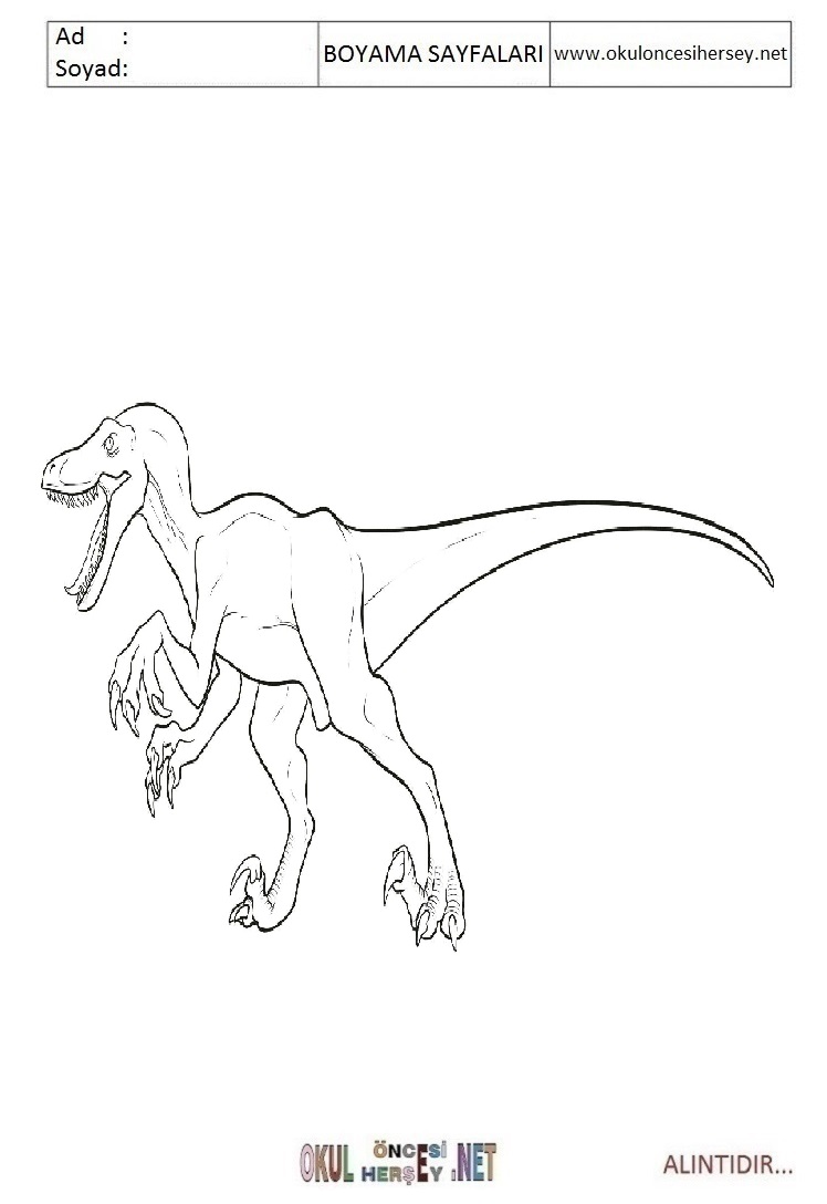 Çocuklar İçin Jurasic World Boyama Sayfaları 