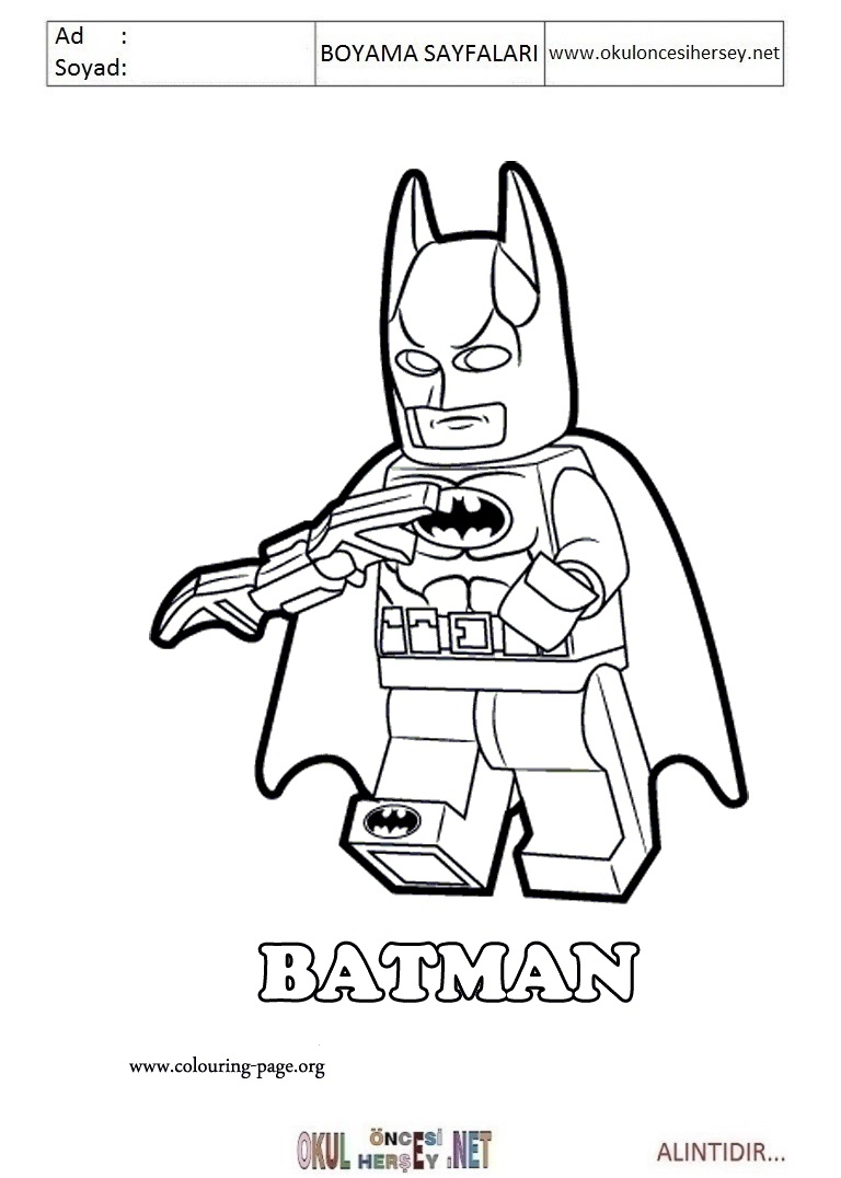 Çocuklar İçin Lego Batman Boyama Sayfaları 