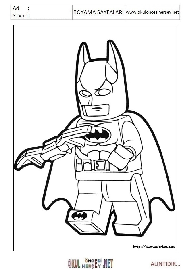 Çocuklar İçin Lego Batman Boyama Sayfaları 