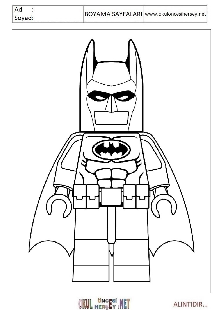 Çocuklar İçin Lego Batman Boyama Sayfaları 