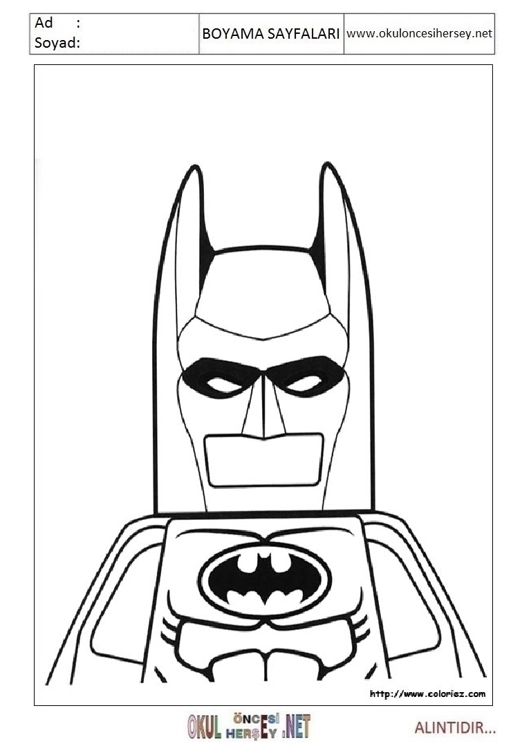 Çocuklar İçin Lego Batman Boyama Sayfaları 