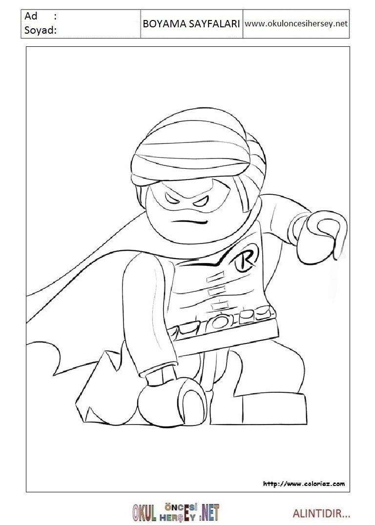 Çocuklar İçin Lego Batman Boyama Sayfaları 