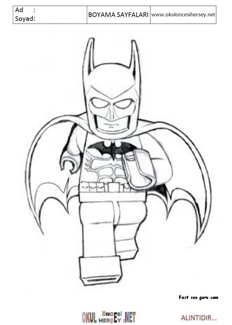 Çocuklar İçin Lego Batman Boyama Sayfaları 