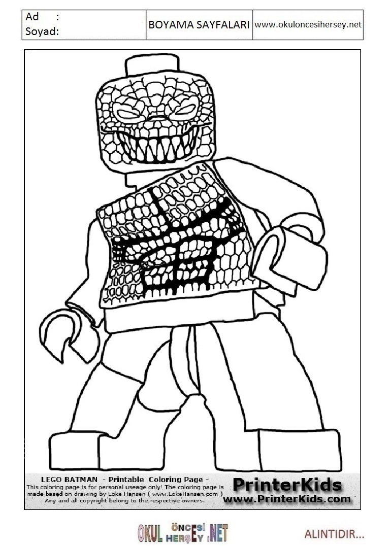 Çocuklar İçin Lego Batman Boyama Sayfaları 