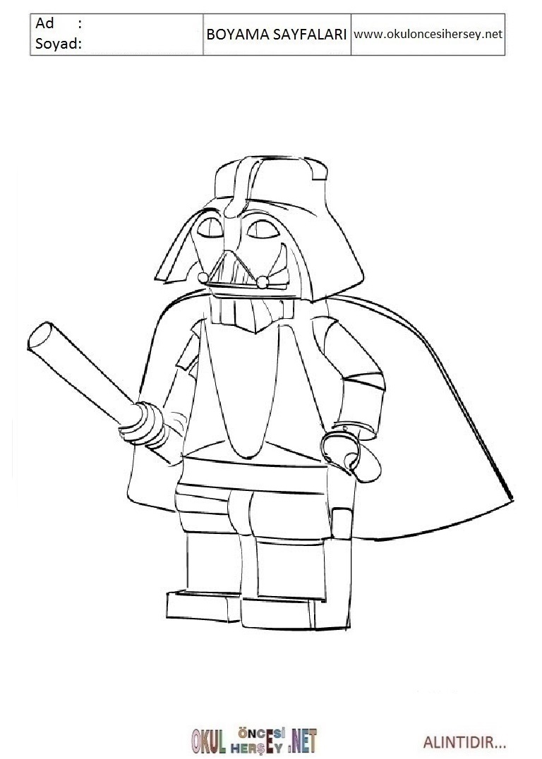 Çocuklar İçin Lego Starwars Boyama Sayfaları 