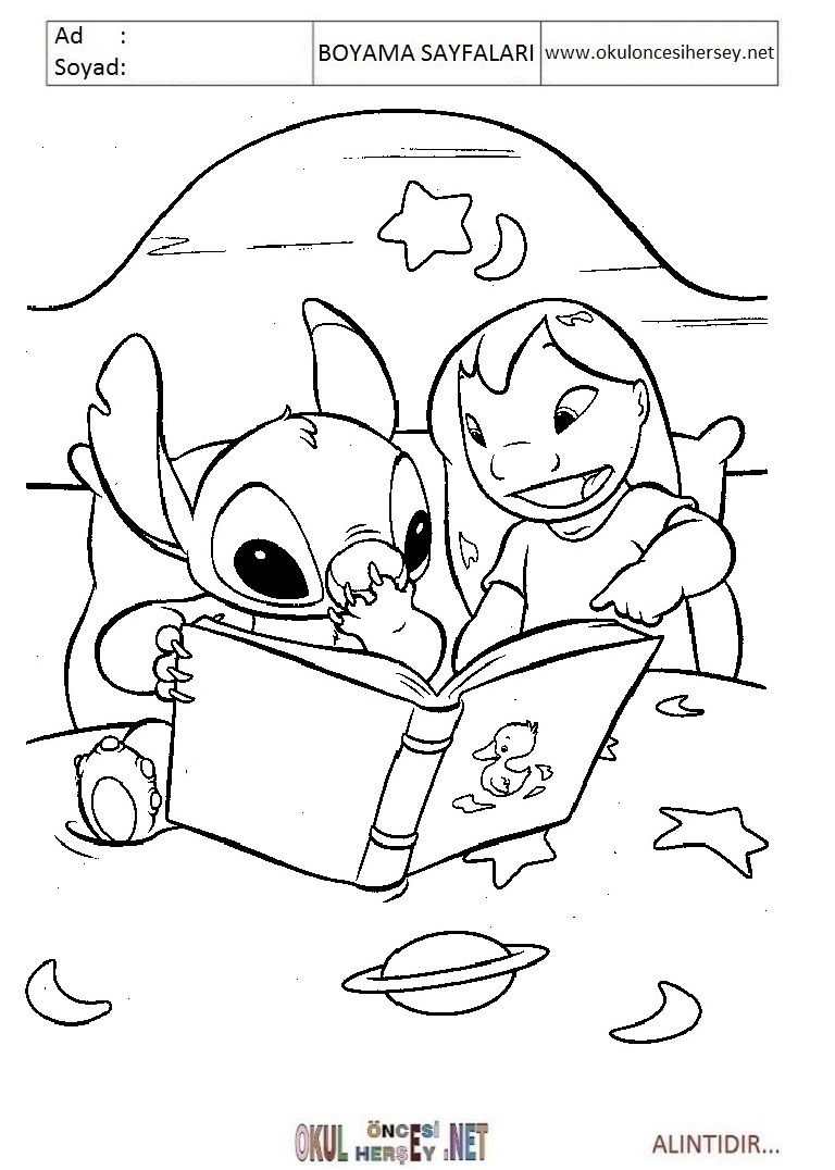 Çocuklar İçin Lilo ve Stitch Boyama Sayfaları 