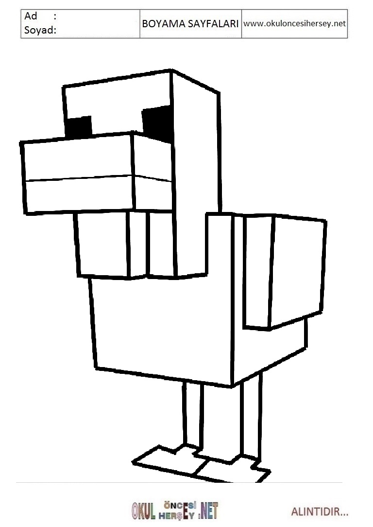 Çocuklar İçin Minecraft Boyama Sayfaları 