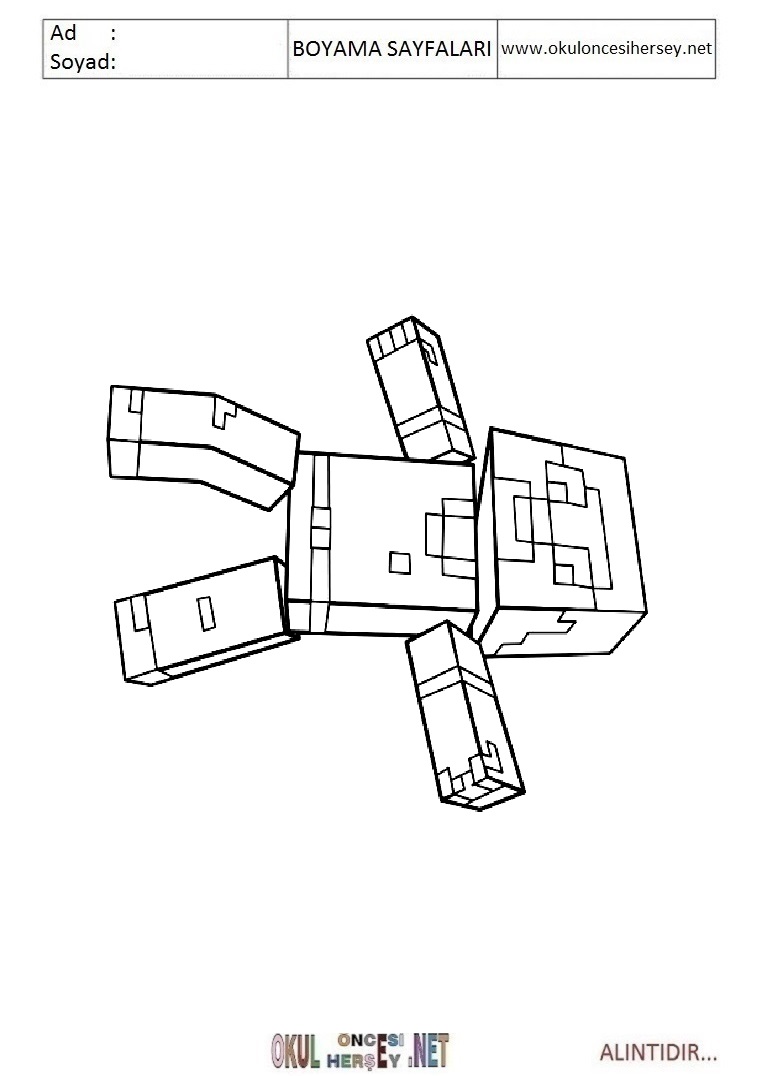 Çocuklar İçin Minecraft Boyama Sayfaları 