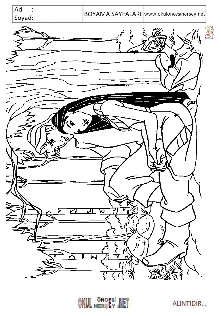 Çocuklar İçin Pocahontas Boyama Sayfaları 