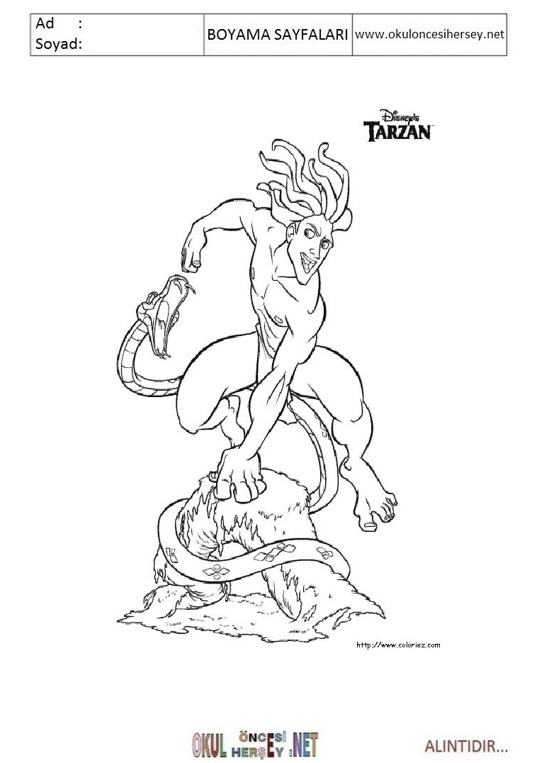 Çocuklar İçin Tarzan Boyama Sayfaları 
