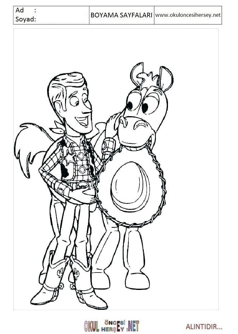 Çocuklar İçin Woody Boyama Sayfaları 