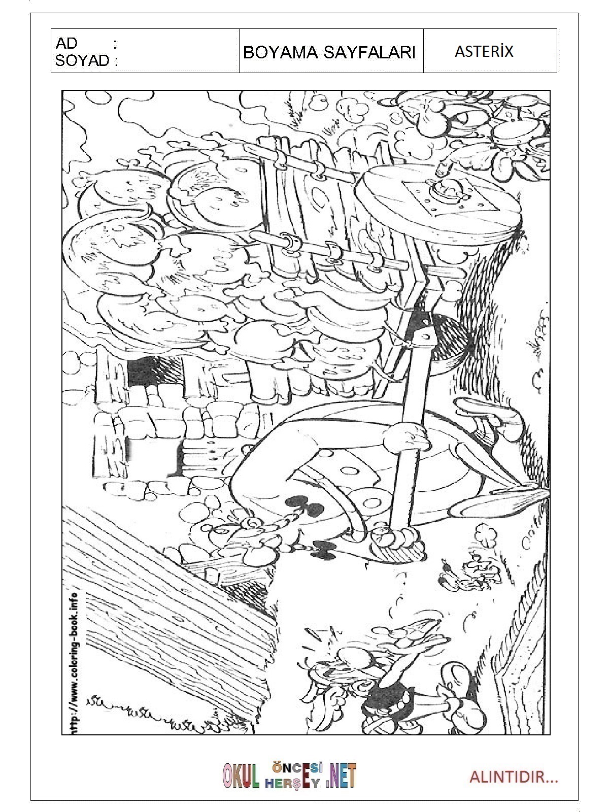 Çocuklar İçin Asterix Boyama Sayfaları 