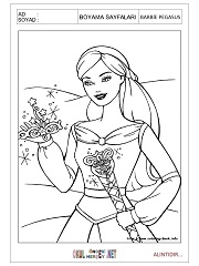 Barbie Pegasus Boyama Sayfalari