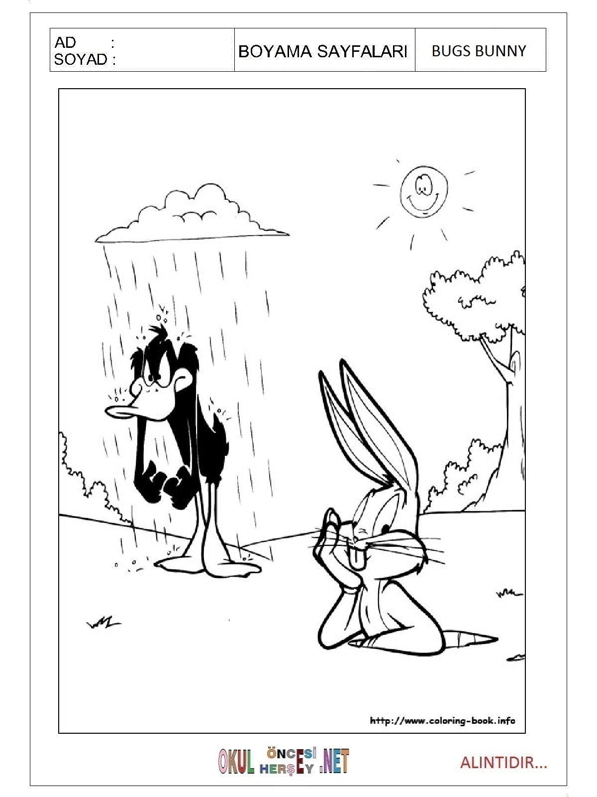 Bugs Bunny boyama sayfaları