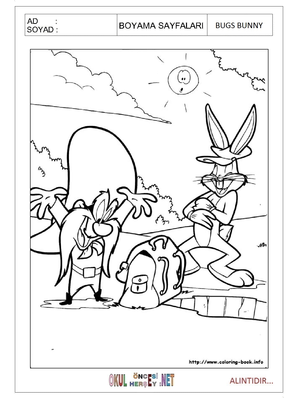Bugs Bunny boyama sayfaları
