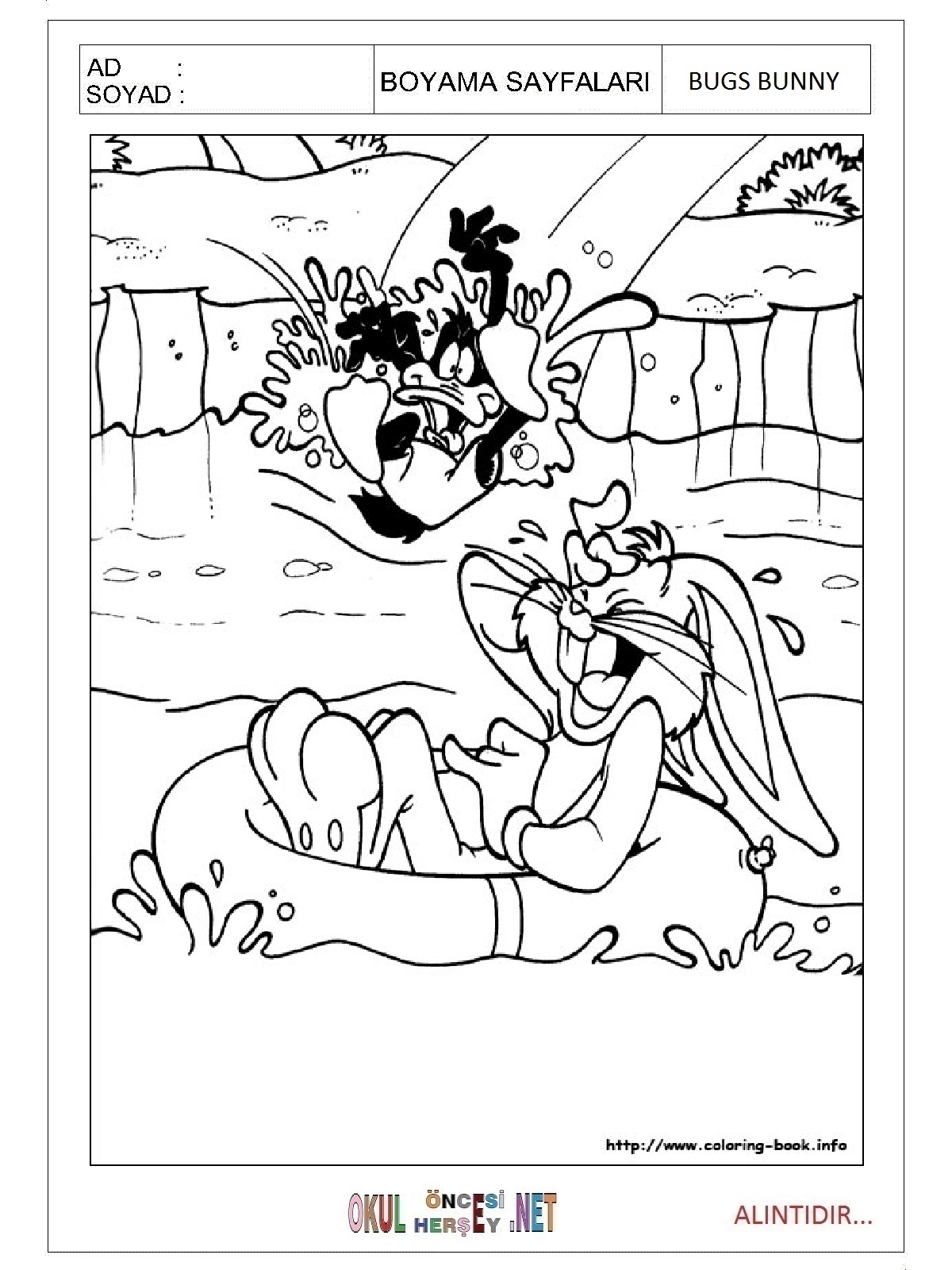Bugs Bunny boyama sayfaları