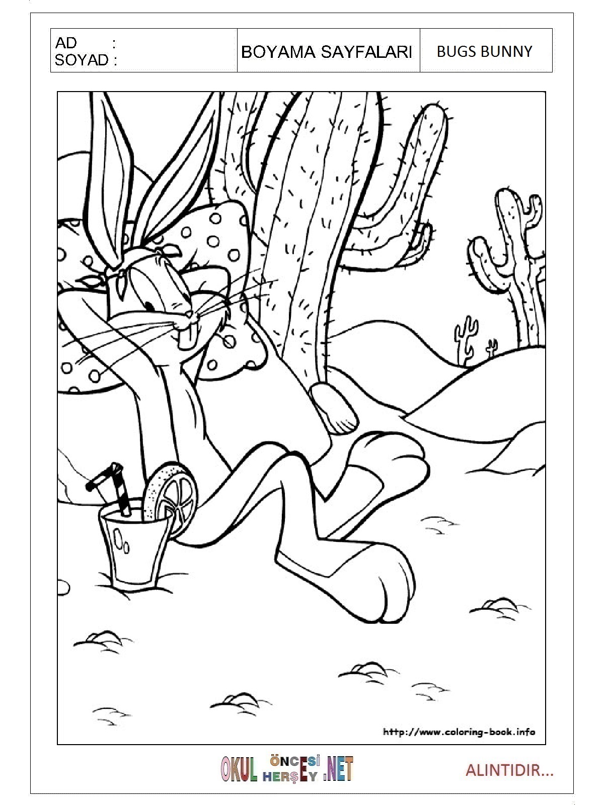 Bugs Bunny boyama sayfaları