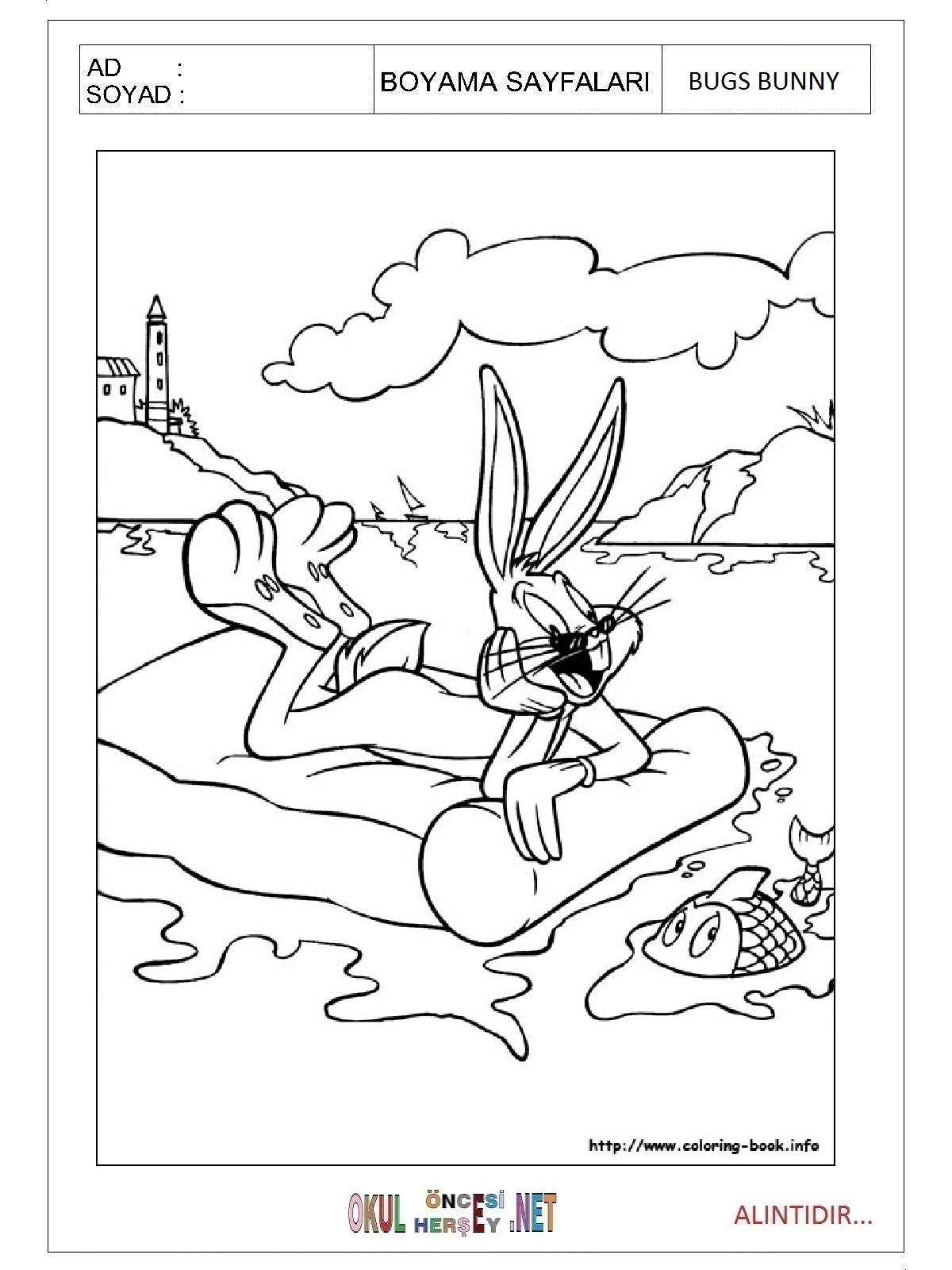 Bugs Bunny boyama sayfaları